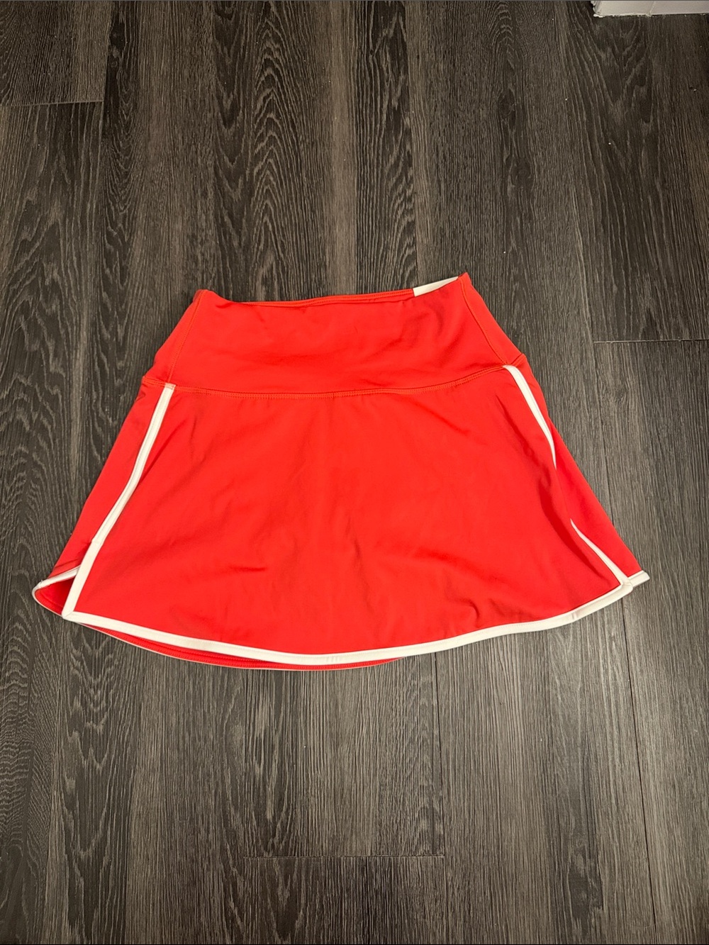 NWT. DSG Red Women's Athletic Skirt with White Trim & built in shorts. Size S